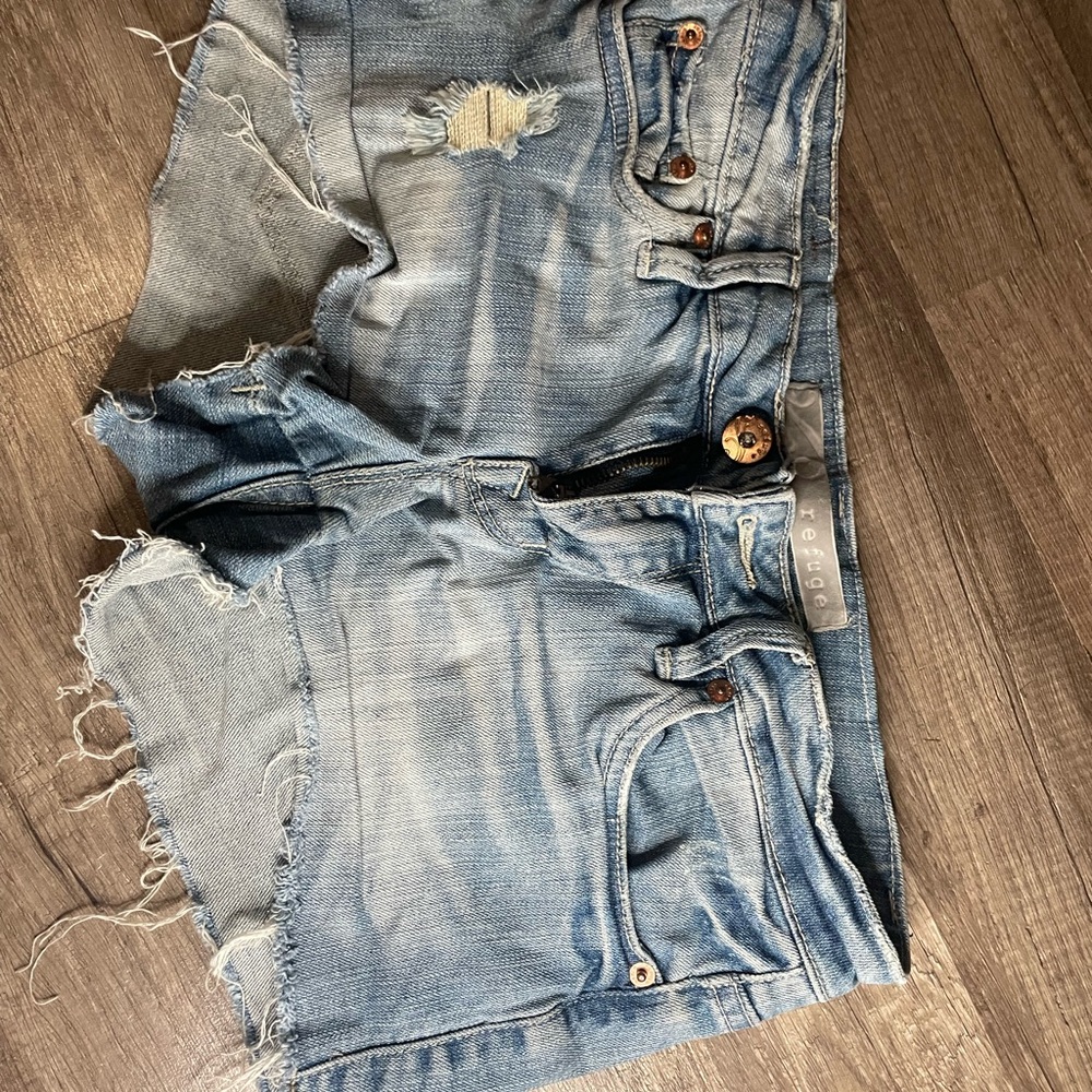 Blue Distressed Denim Shorts